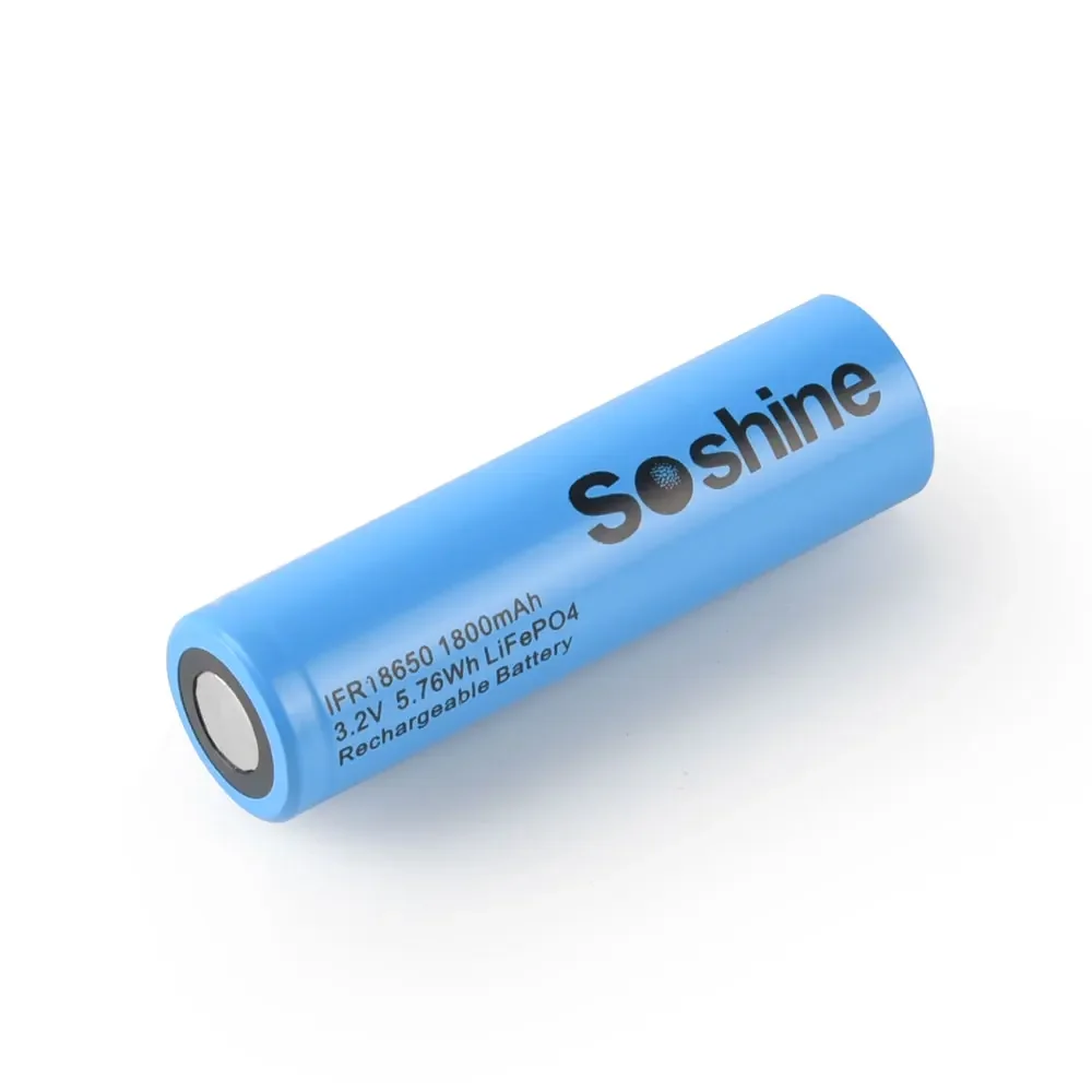 Soshine 3.2V 18650 LiFePo4 Battery High quality 3.2V 1800mAh Rechargeable Battery 18650 1800mAh Batteries for Charge 2000 Cycle