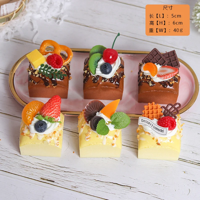 6PCS/Set Artificial Fruit Cake Fake Food Decoration Photography Pro Food Simulation Cake Model Tea Table Decoration FCYY-049