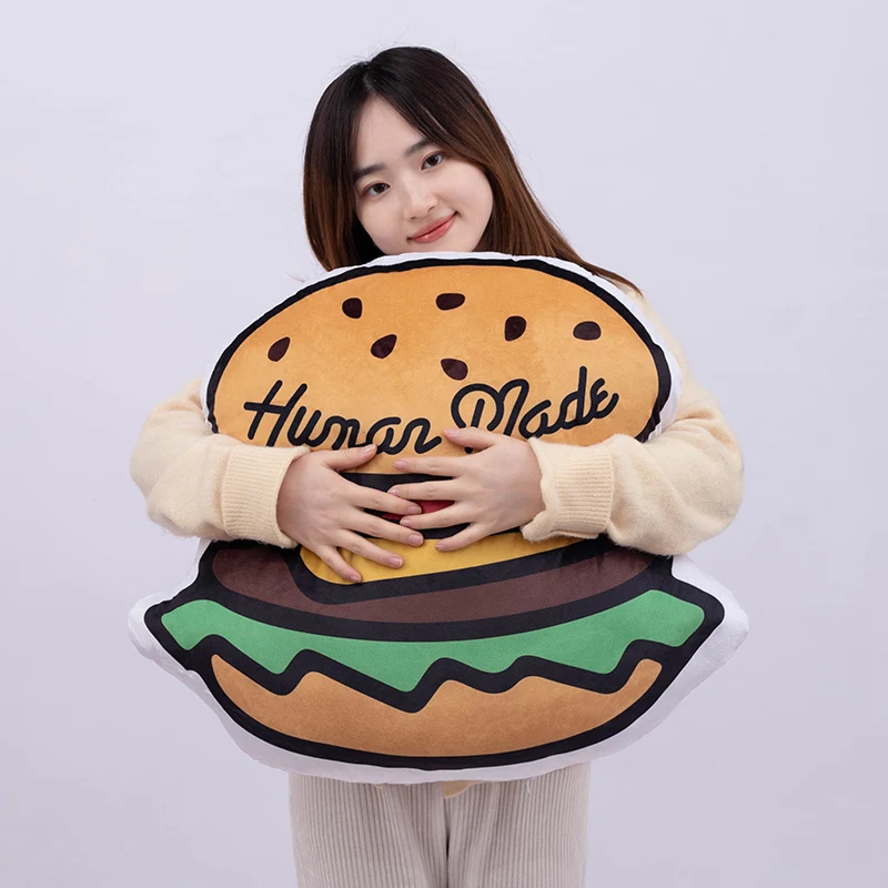 Cute Human Made Cartoon Bat Hamburger Duck Pillow Stuffed Animals Food Throw Pillow Cushion  Home Decoration Kids Toys