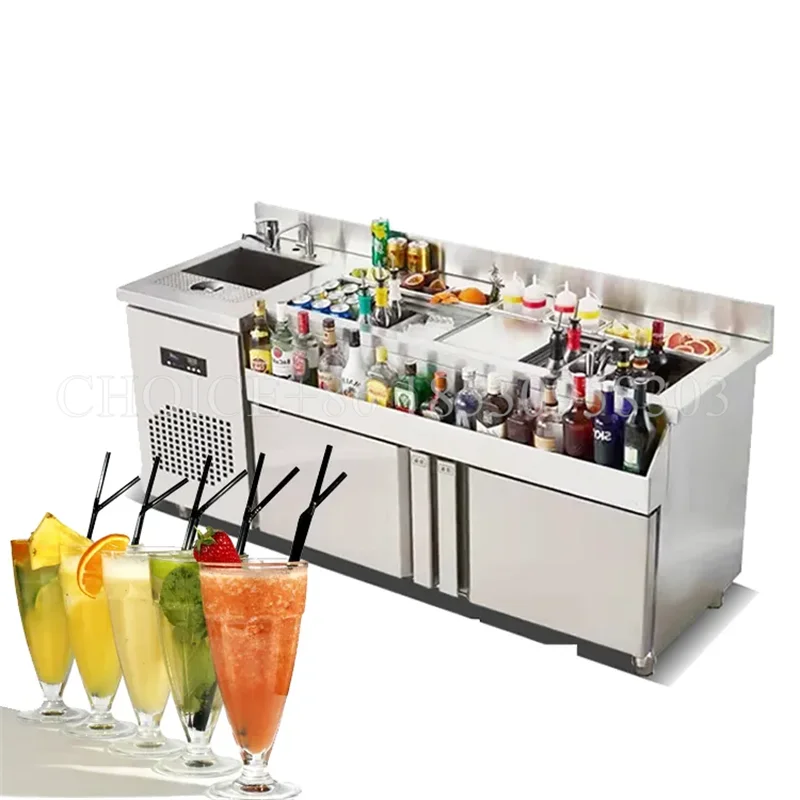 Estación de Bartending de alta calidad, mesa de Bar inoxidable de fácil configuración, área de preparación personalizable, arreglos de mezcla de bebidas, mesa de preparación