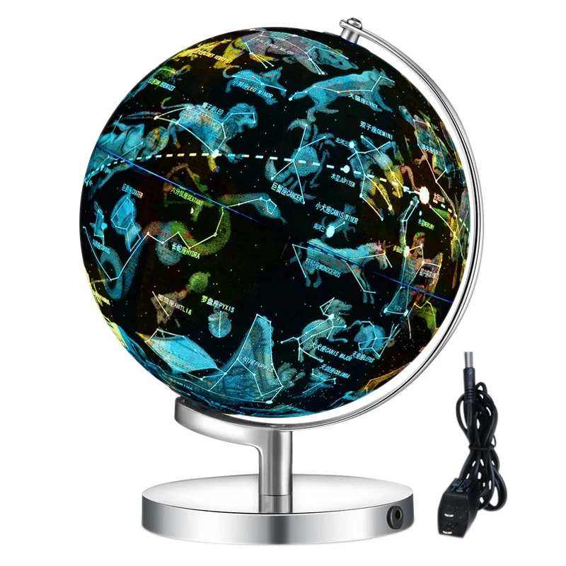 

25cm Luminous Constellation Globe, World Globe, LED World Map Globe with Night Light, Learning Tool,Children'S Gift B