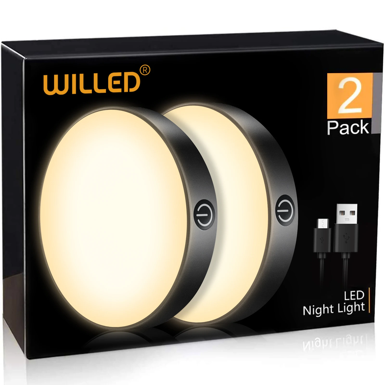 Luz táctil regulable recargable WILLED, batería integrada de 1000mAh, luces LED nocturnas portátiles para armario, cocina, dormitorio