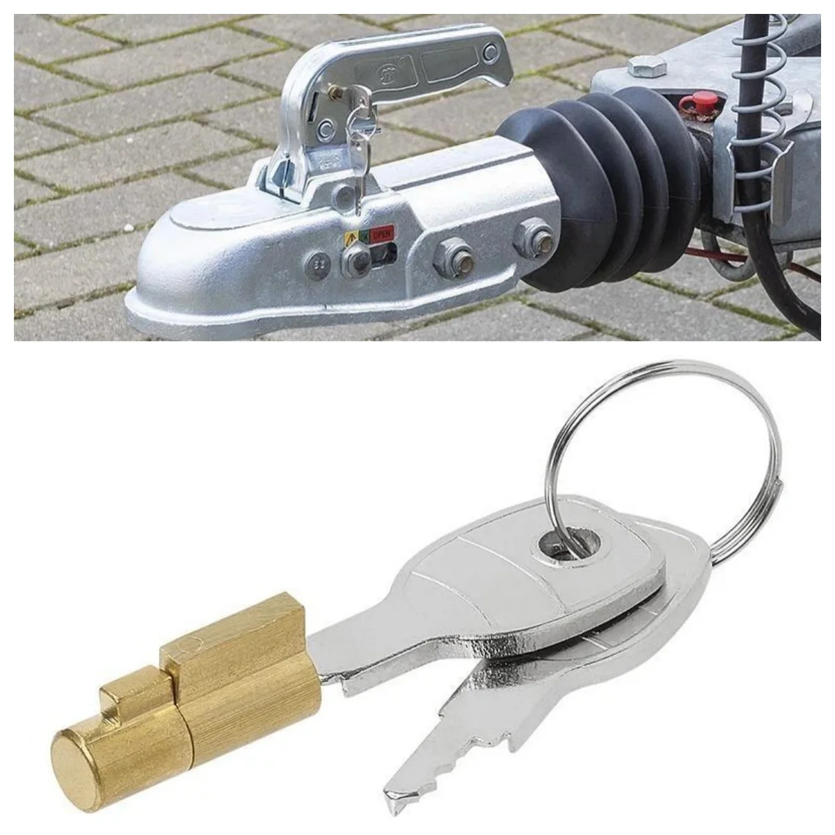 

Trailer RV Plug-In Lock Ball Hitch Coupling Lock Anti-Theft Lock Clutch Lock Cover Connector With 2 Keys Replacement Part