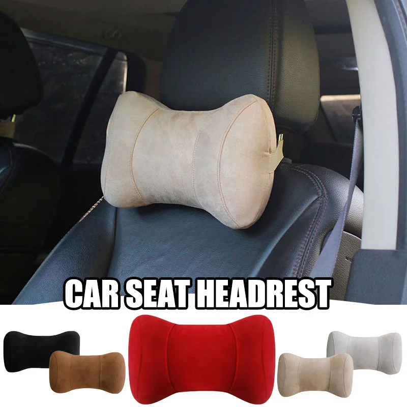 Universal Memory Foam Car Neck Pillow Both Side Comfort Suede Headrest Pain Relief Anti-fatigue Travel Pillow Car Accessories