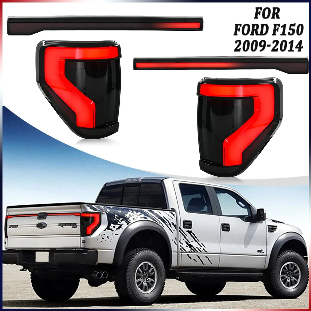 

2Pcs LED Tail Lights Center Trunk Light Assembly For 2009-2014 Ford F150 Turn Signal Rear Brake Lamps Smoked Plug and Play