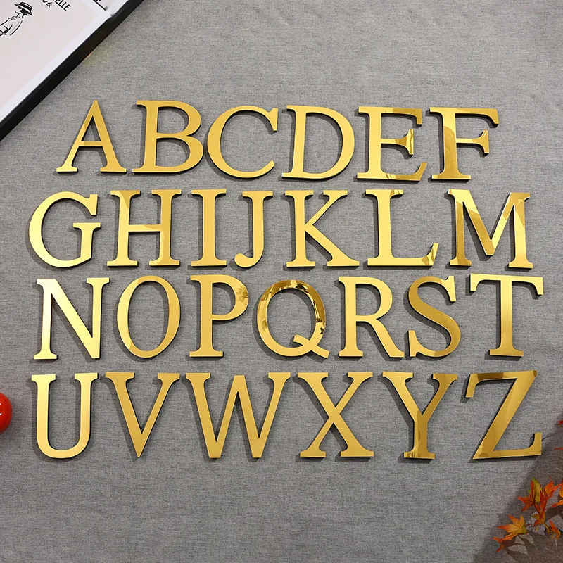 15cm 26 English Letters DIY 3D Mirror Acrylic Wall Stickers, Home Retro Wall Art Decor for Party Wedding Christmas