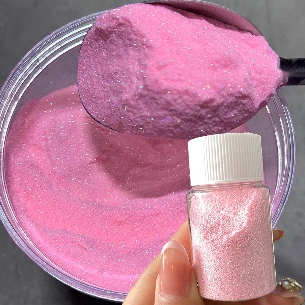 1OZ 0.2mm 18 Color Pink Glitter Nail Powder 30ML Ultra-fine Polarized Powder Iridescent Sparkle UV Gel Chrome Pigment Nail Decor