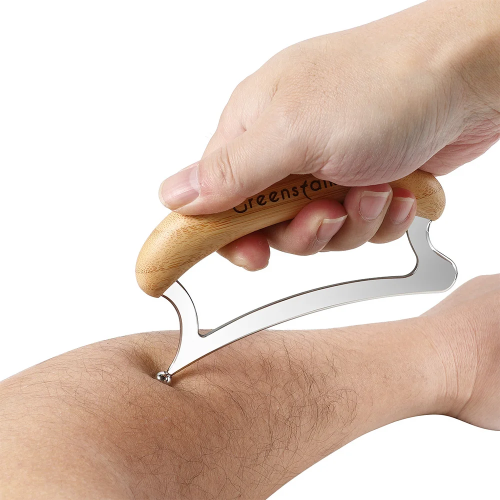

Muscle Fascia Knife Meridian Brush Muscle Relax Massage Knife Exercise Scraping Knife Natural Bamboo Wood Handle Stainless Steel