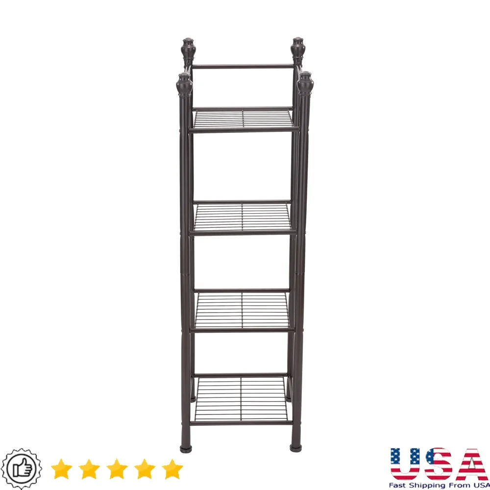 

4-х уровневая металлическая полка для хранения, башня для ванной комнаты, простая сборка, отдельно стоящий домашний органайзер с 4 полками, полотенца, туалетные принадлежности