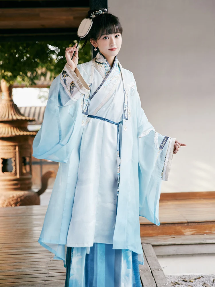 Blue Hanfu Clothes Female/Male Couple Elegant Dress Chinese Traditional Festival Clothes Tang Song Dynasty Fairy Costume DQL7134