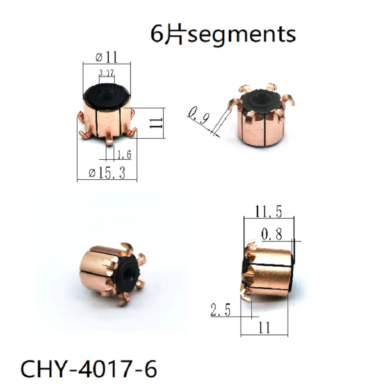 2Pcs11*3.175*11*6P Chy-4017-6Suitable for Motor Reverser Rectifier Copper Head