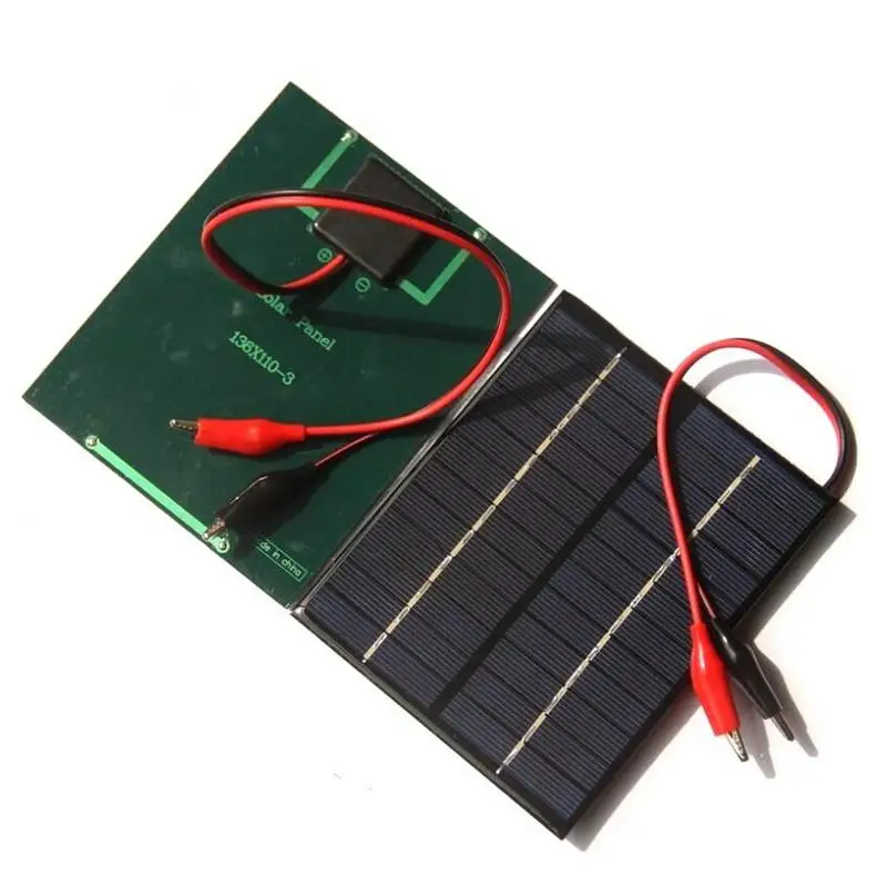 2W 12V Polysilicon Epoxy Panels Outdoor Waterproof Solar Panel Charger With Clips For Garden Lights Street Lamps Pumps Fans