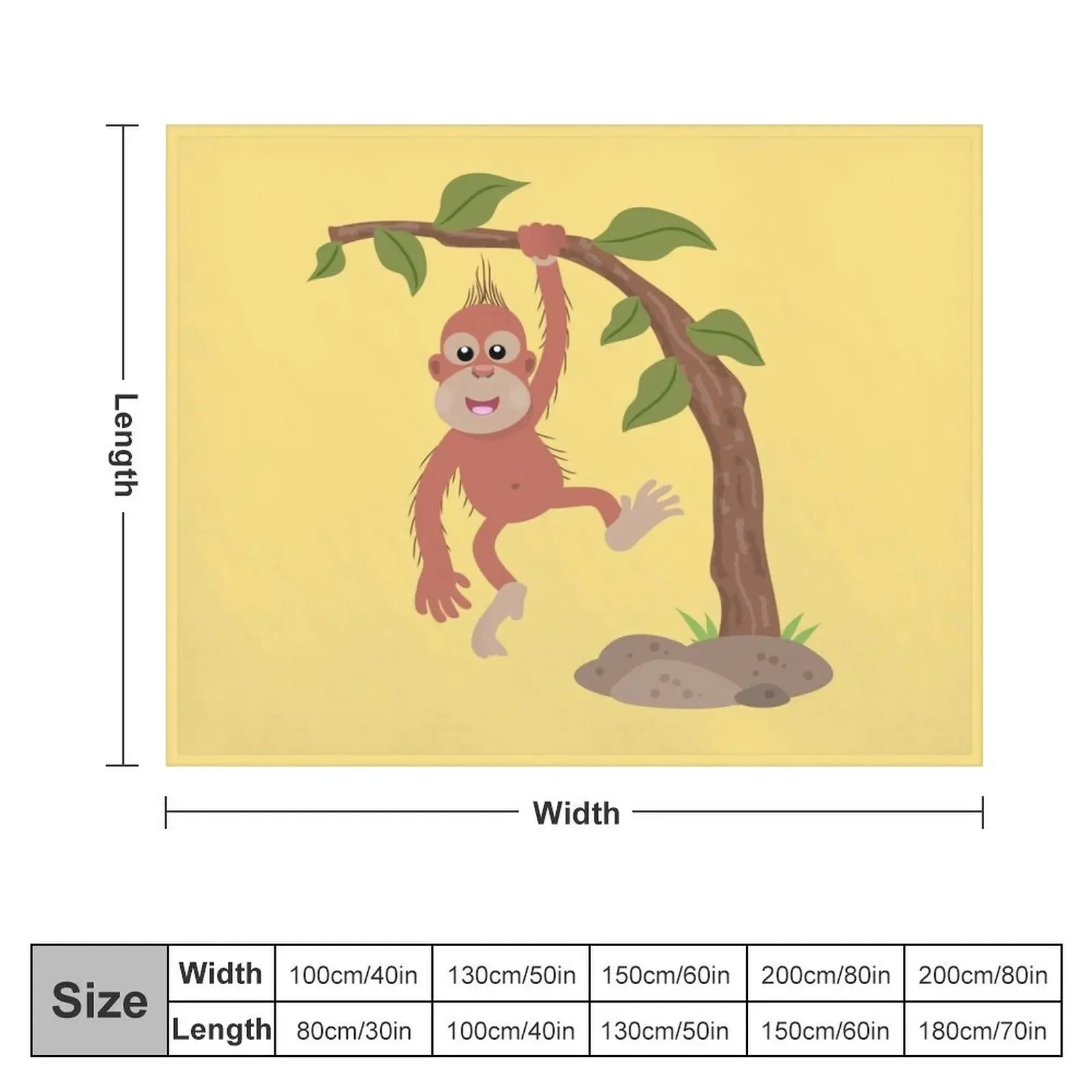 Cute happy baby orangutan cartoon illustration Throw Blanket Hair Bed sofa bed Blankets