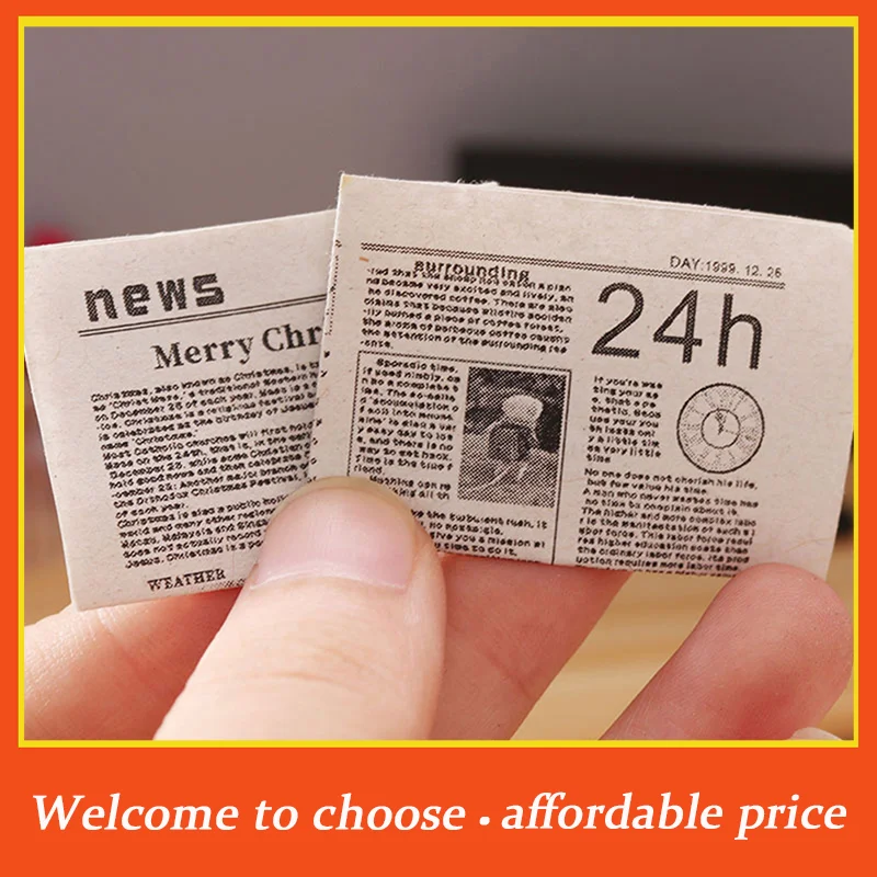 **1set 4.5*3.5CM Paper Simulation Model 1PC Toys Home Furniture Accessories 1/12 Dollhouse Miniature Retro Newspaper Set