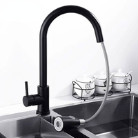 Black electroplating kitchen faucet pull-down convenient universal rotating single-hole hot and cold water sink