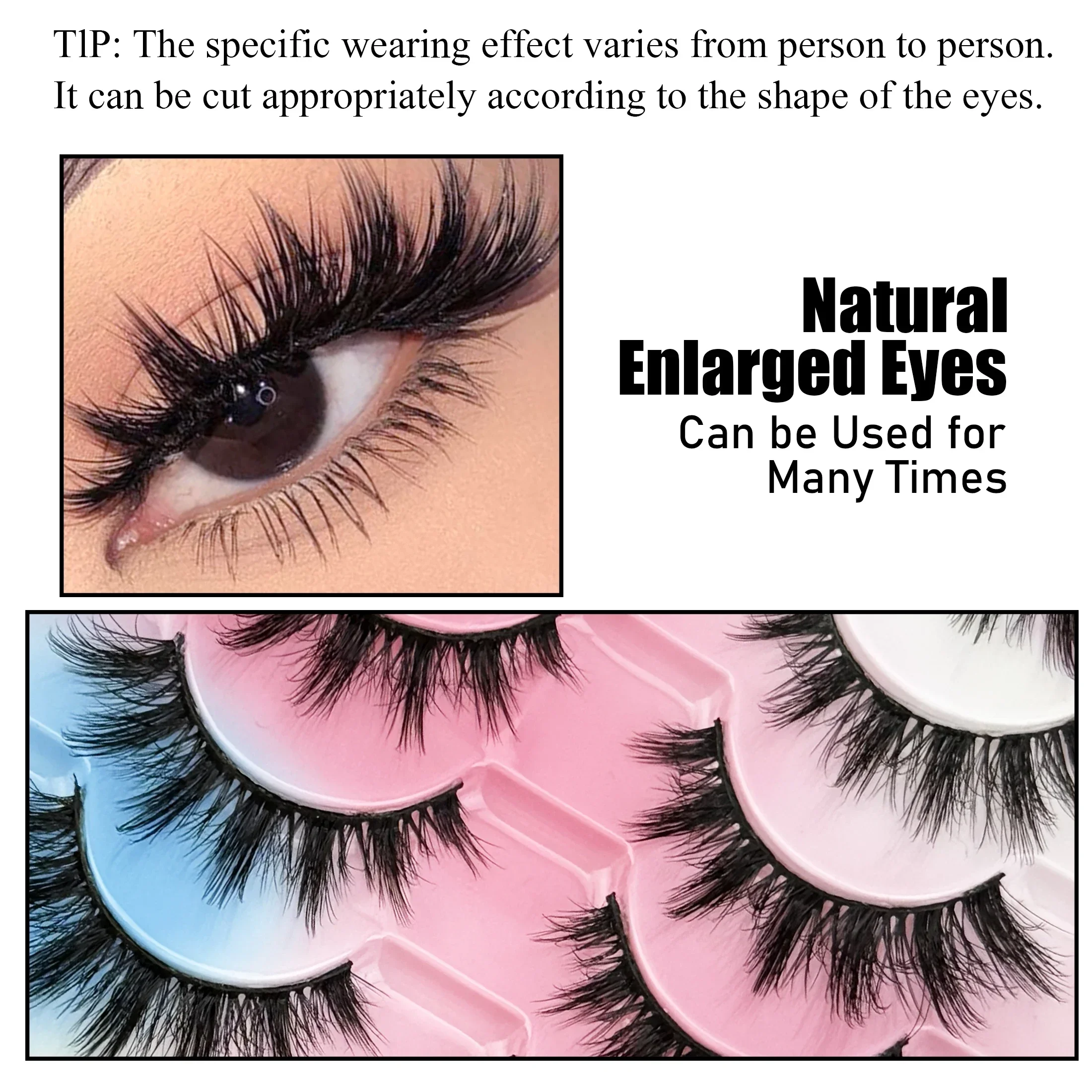 10 Pairs Fluffy Dramatic False Eyelashes Faux Mink Full Strip Lashes Reusable Comfortable Band Eye Makeup For Women