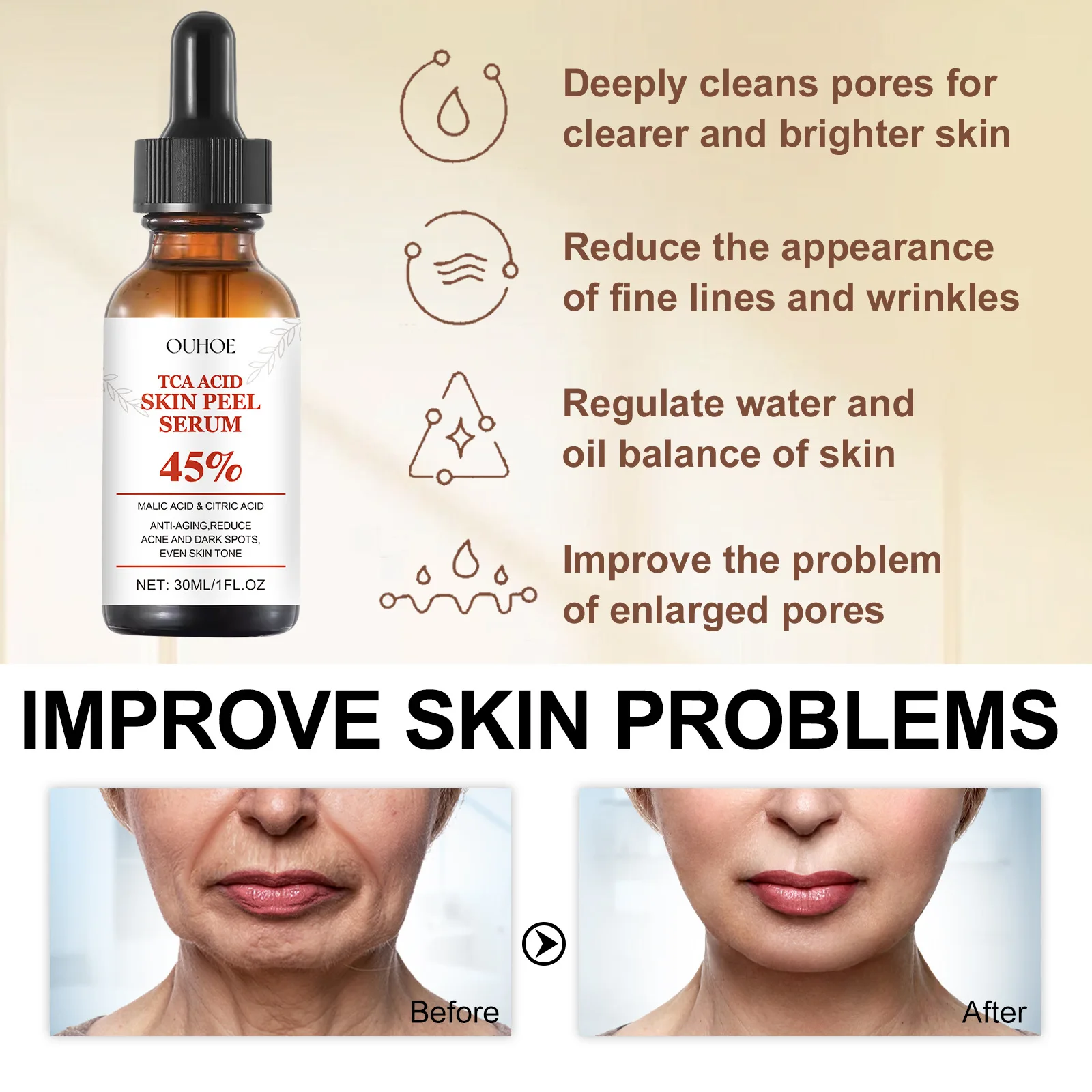 Retinol Wrinkle Remover Face Serum Instant Firming Lifting Anti-Aging Liquid Fade Fine Lines Whitening Korean Skin Care Products