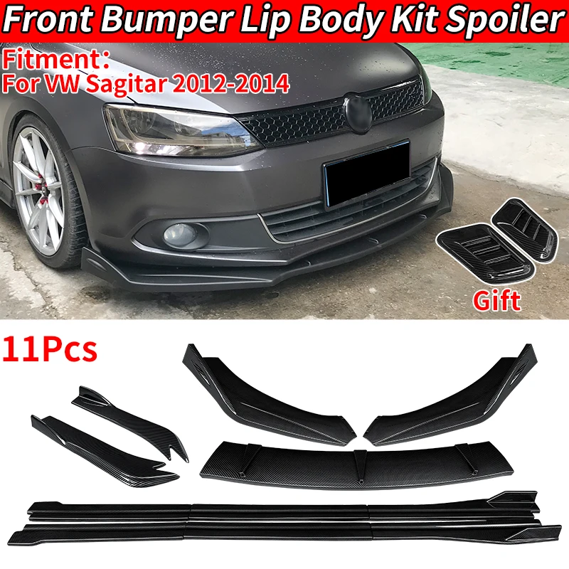 For Volkswagen Sagitar 2012 2013 2014 Car Front Bumper Splitters Lip Body Kit Spoiler Side Skirts Extensions Rear Wrap Angle ABS