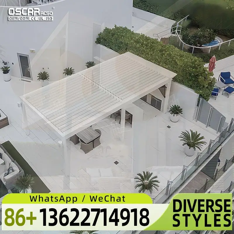 

Backyard Patio Custom Aluminum Louvered Pergola for Commercial Use Factory Made Unique Innovative pergola