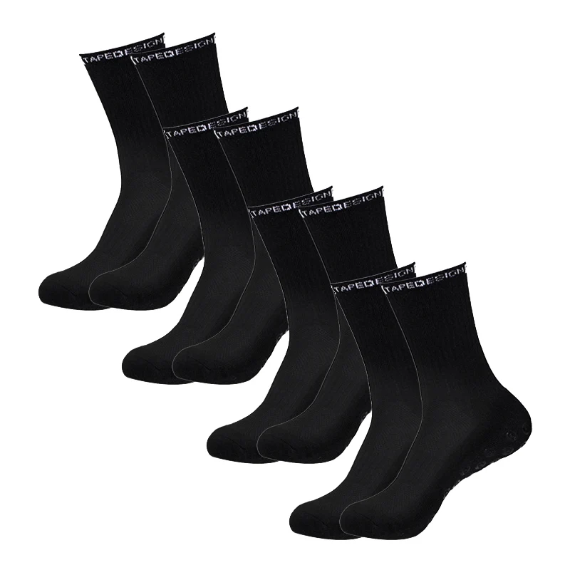 4 Paar Fußballsocken für Herren und Damen, Sportsocken mit rutschfester Silikonunterseite, für Fußball, Outdoor-Sport, Laufen, Radfahren, Grip-Socken