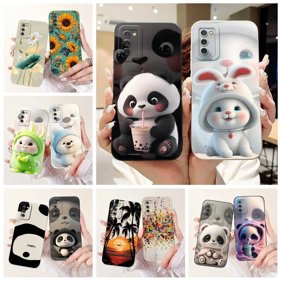 For Samsung Galaxy A02s Case M02s Cute Panda Cartoon Cover Matte Phone Case For Samsung A02s A025F Galaxy M02s Soft Fundas Coque