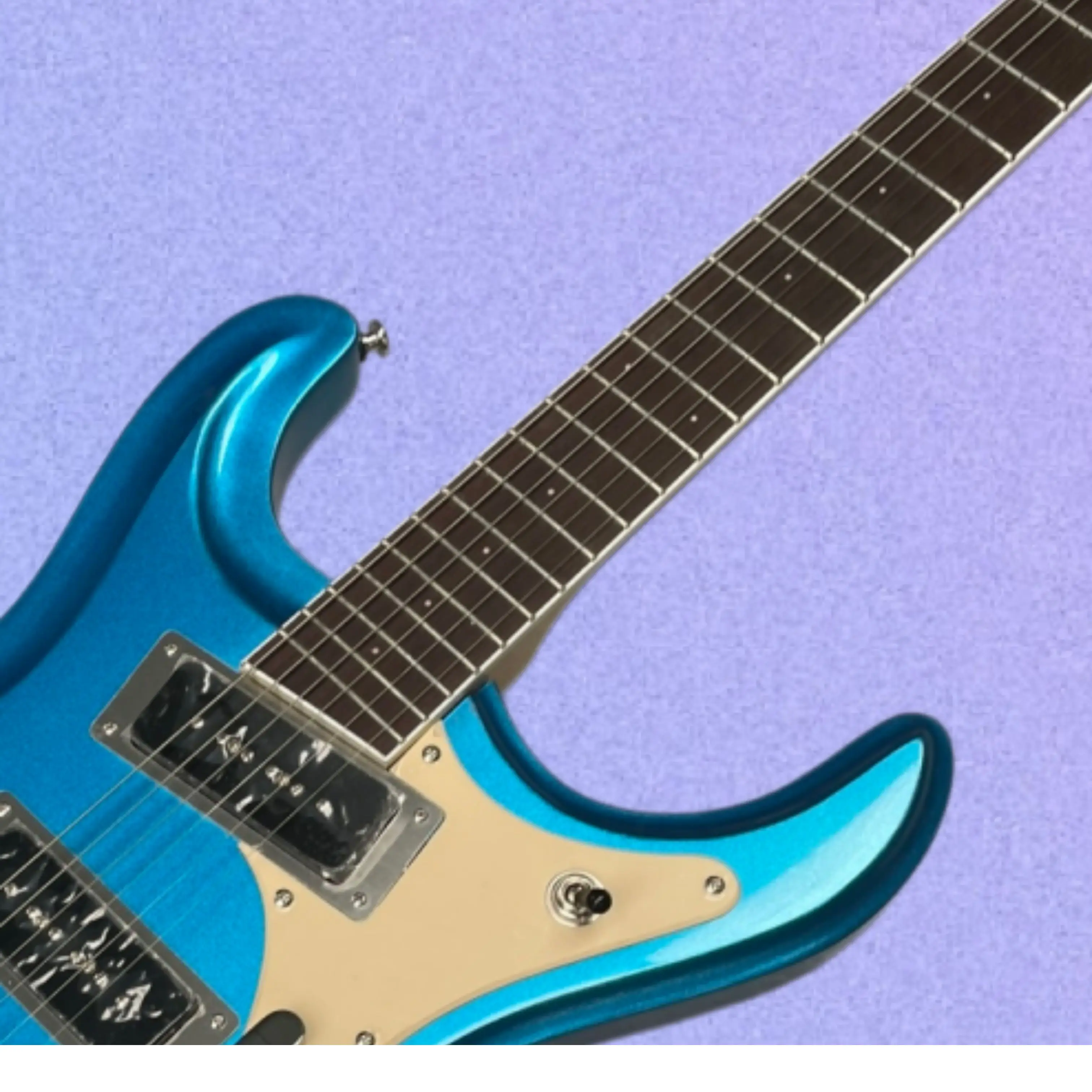 6‑String Electric Guitar With Metallic Blue Finish, Solid Mahogany Body, And Silver Chrome Hardware Guitars,High‑Value Guitarra