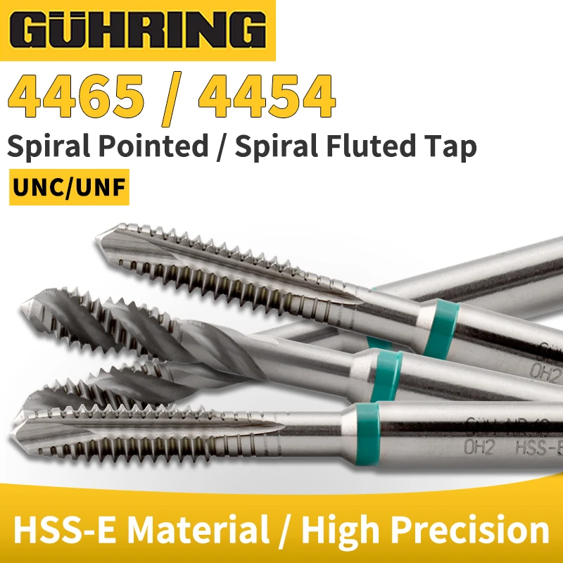 

German GUHRING JIS Standard 4454 Spiral Fluted Tap/4465 Spiral Pointed Tap UNC6-32 8-32 10-24 1/4 5/16 3/8 Machine Screw Tap1PCS