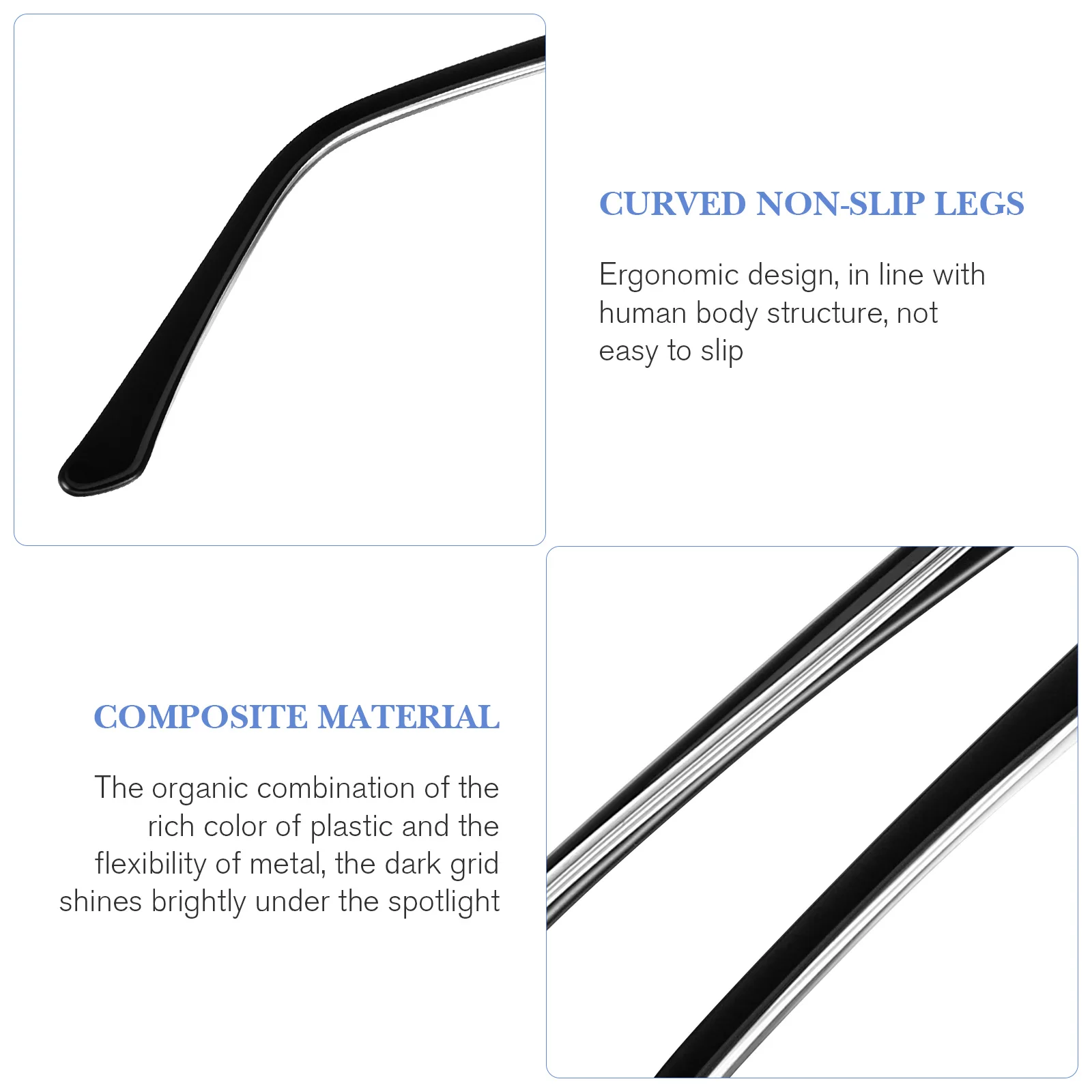 

1 Pair Anti-Allergy Glasses Temples Decorative Metal Arms Legs Non-Slip Lightweight Sunglasses Arm Replacement Eyeglasses Temple