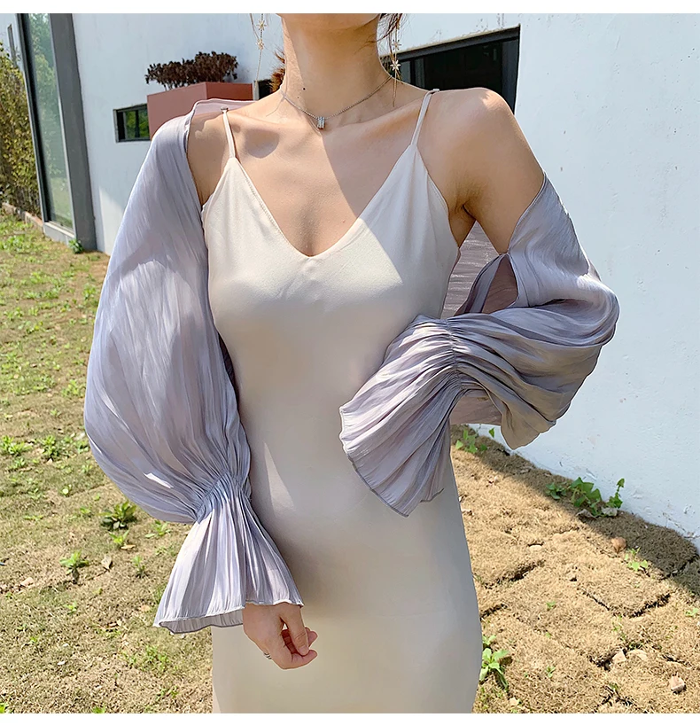 7 Kleuren Bruiloft Wrap Shawl Lange Mouwen Cape Voor Jurk Zomer Shrugs Bolero Vrouwen Bridal Wedding Cover Up Jas Femme mariage