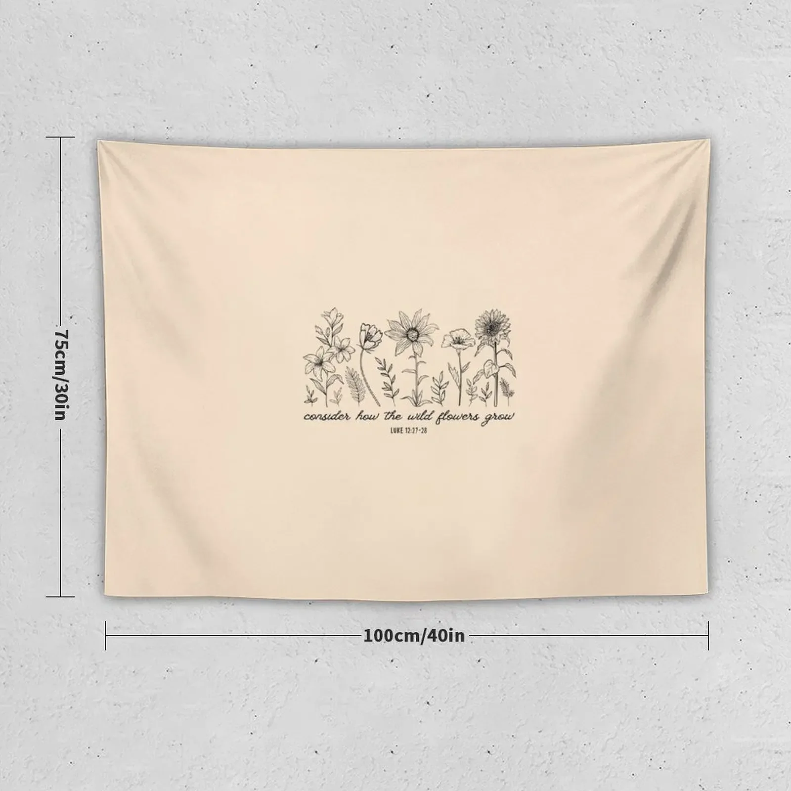 Consider How The Wildflowers Grow - Luke 12:27 Bible Verse Tapestry Aesthetic Decoration Things To Decorate The Room Tapestry