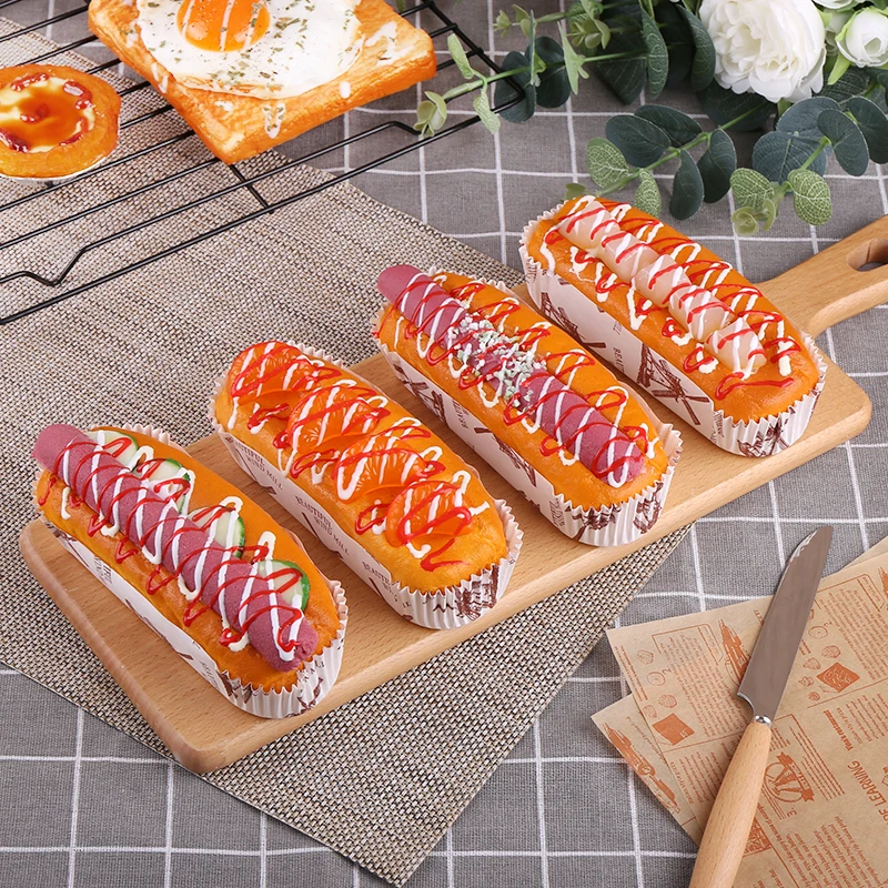 Fake Bread Hot Dog Sandwich Model Food Fake Orange Bread Toy Bakery Window Display Ornaments Simulation Home Decor Decoration