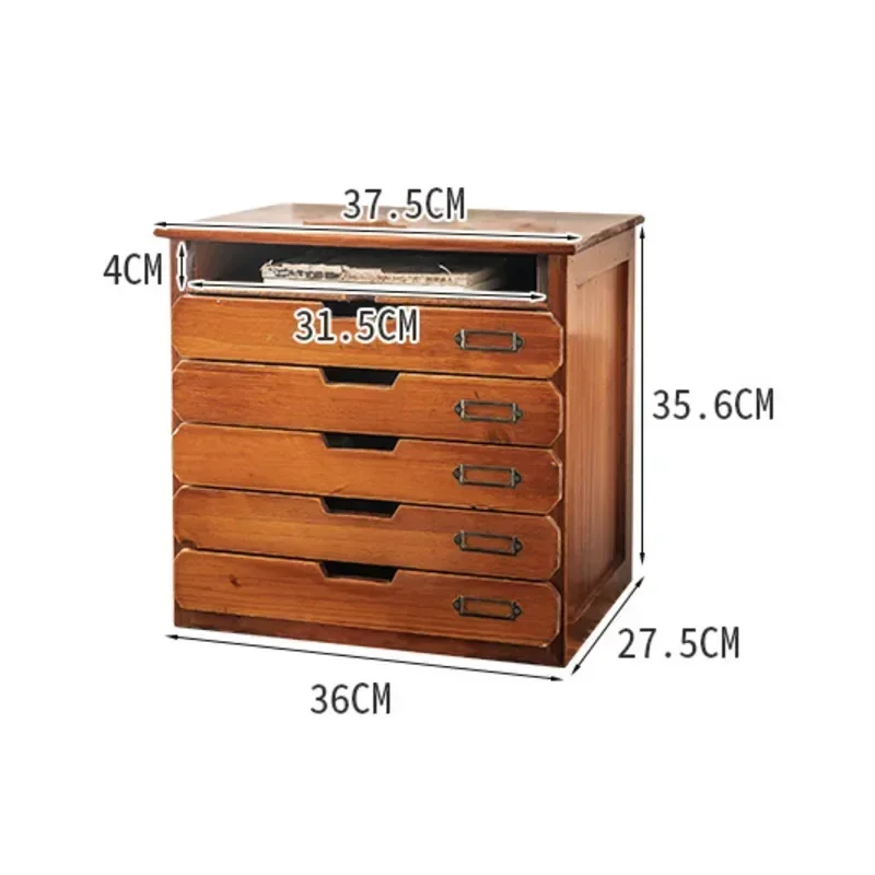 Office Desktop File Storage Box Retro Wooden Storage Drawer A4 File Hand Account Sorting Box Dressing Table Jewelry Box