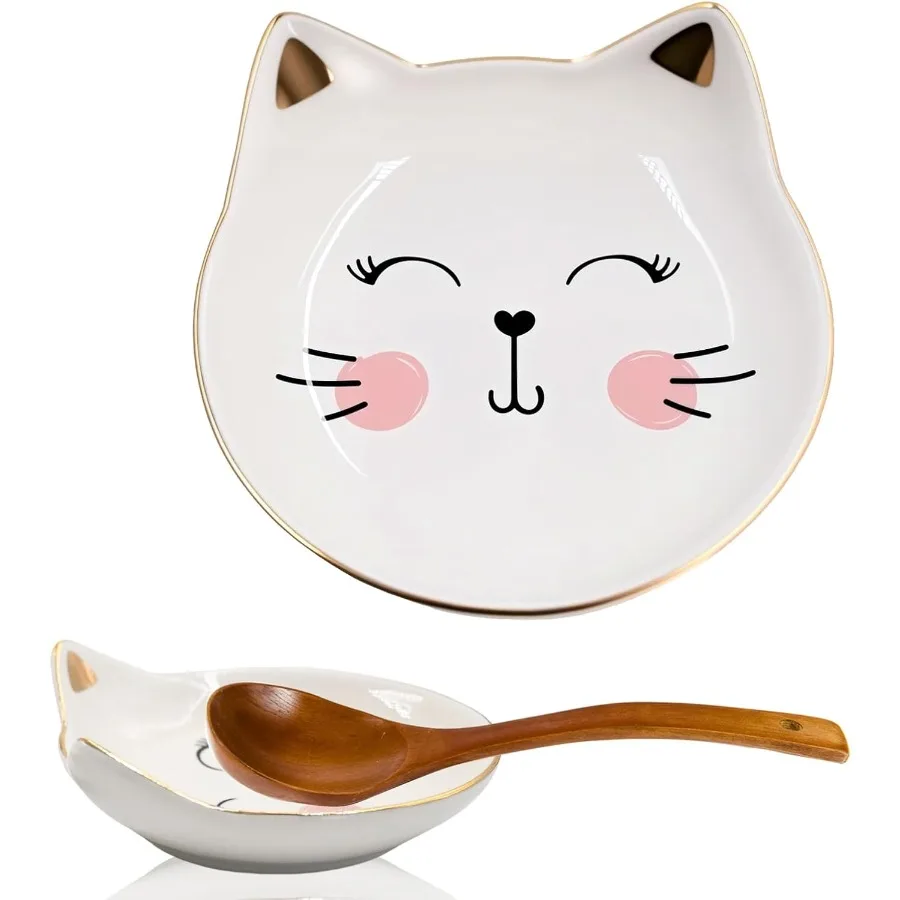 

Ceramic Spoon Rest for Kitchen Counter Cat-Shaped Spoon Rest Cute Coffee Spoon Holder Fy Dish Holder for Stove Top or Counter D