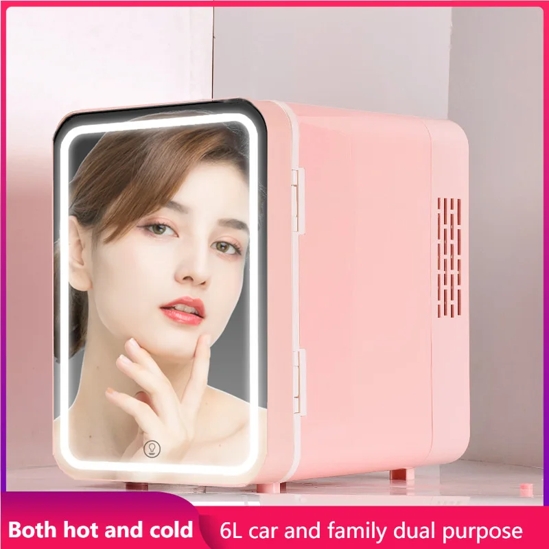 

Beauty Mirror mini refrigerator skin care mask refrigerator Dormitory car home dual-use 6L car and home dual-use cold and hot