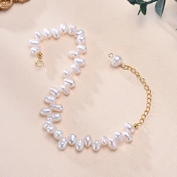 Natural Freshwater Pearls Irregular Interlaced Pearl Bracelet S925 Sterling Silver Chain Elegant Fine Jewelry Gifts for Women