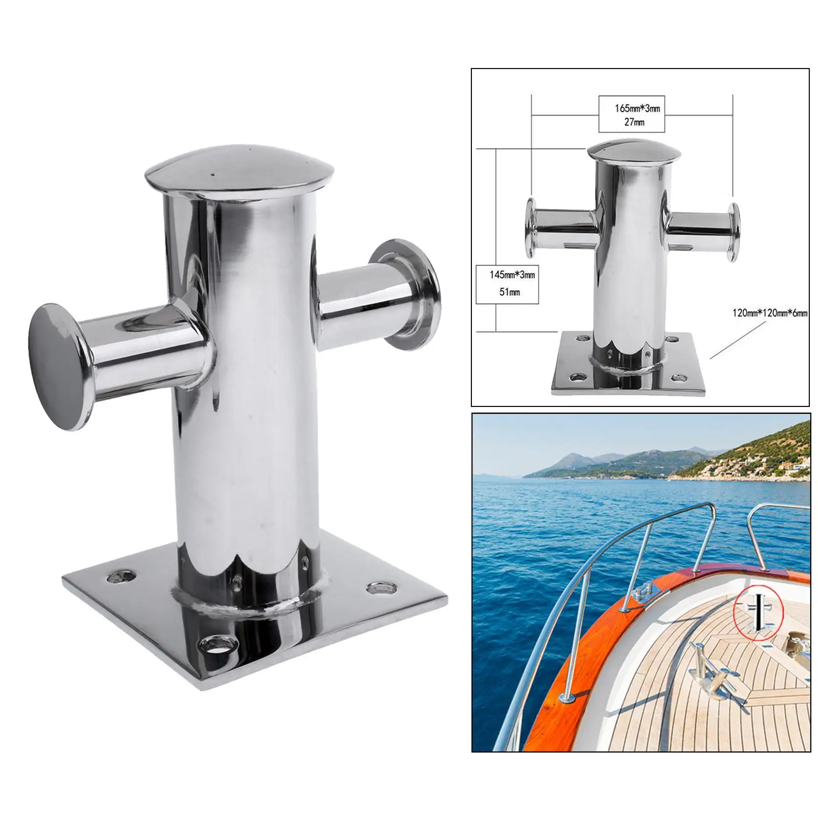 Heavy Duty Single Mooring Bitt Cross Bollard Cleat with Base Plate Replace