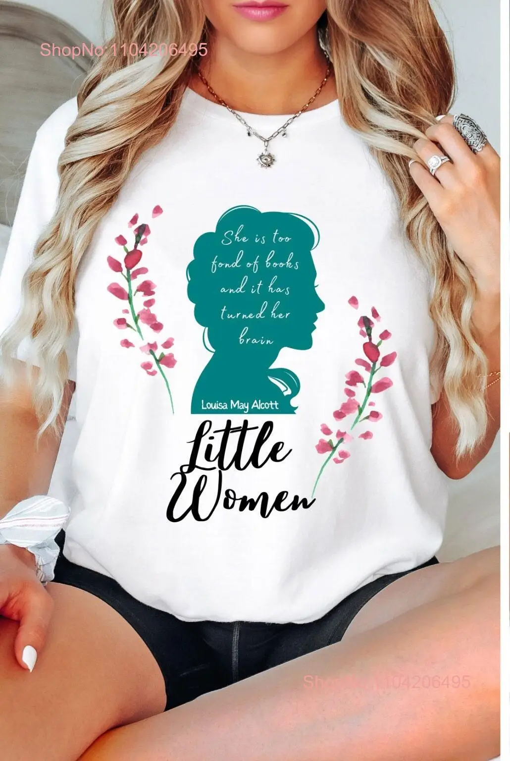 Camiseta femenina con cita de Louisa May Alcott para amantes de la literatura, empoderamiento femenino, mangas largas o cortas