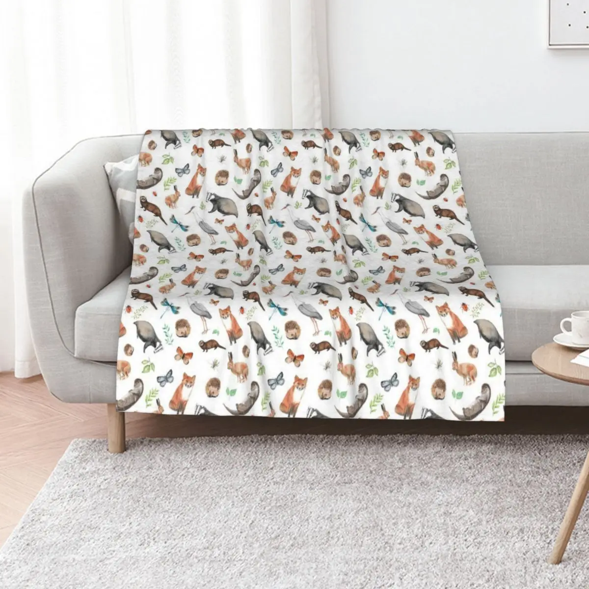 

British Wildlife Throw Blanket Sofa Cute Thermals For Travel Loose Blankets