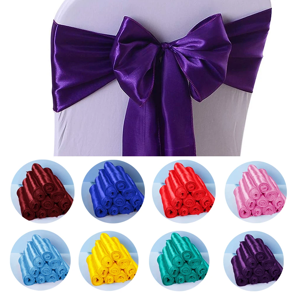 

20 Pieces Satin Chair Sashes - 7x108 Inch Wedding Chair Bows for Party Decorations,Thanksgiving Event- Adjustable Satin Ties