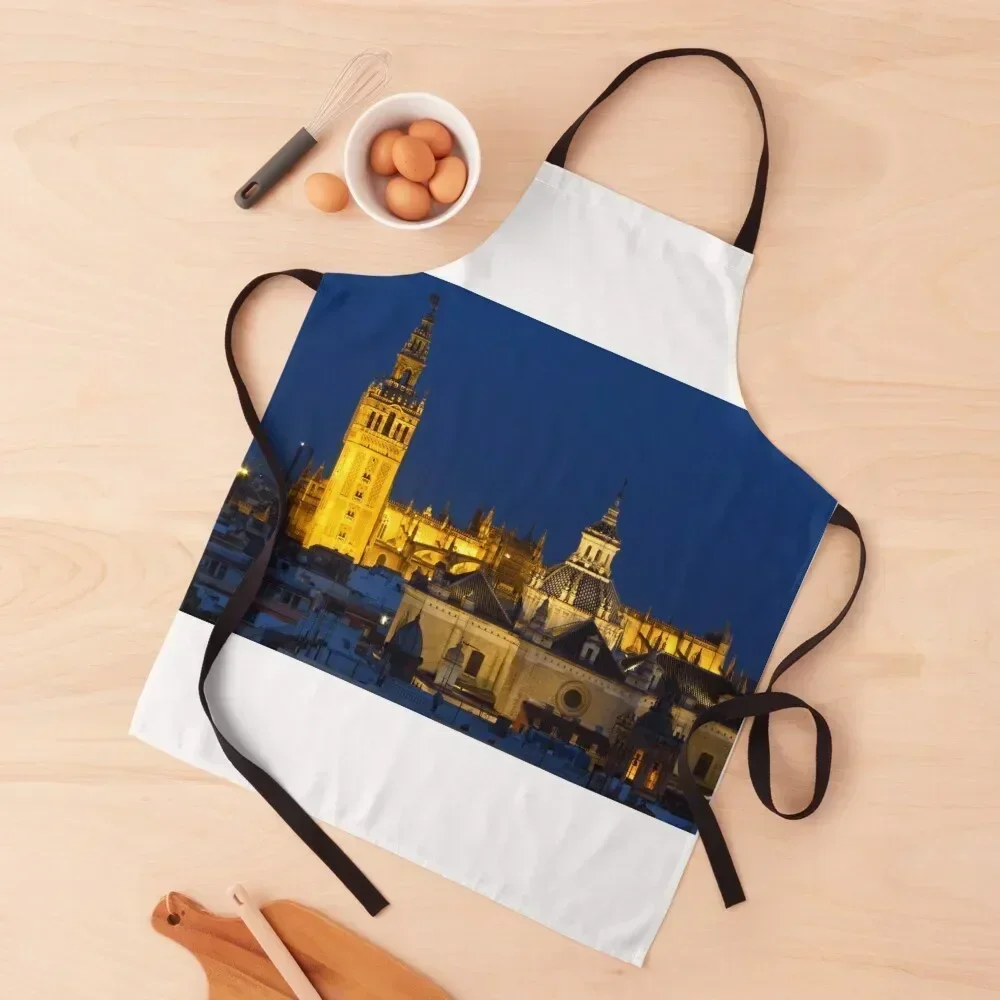 

Seville At Night Apron Kitchen Supplies professional hairdresser Cooking Clothes Chef Uniform For Men Apron