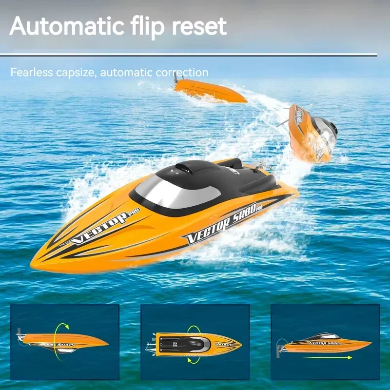 Orlans 80cm grande motor sem escova de alta velocidade lancha de controle remoto, resistente a quedas e à colisão brinquedo modelo de navio rc