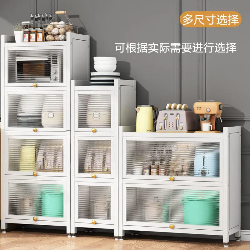 Kitchen Storage Tin Cabinet PC Cover Kitchenware Tableware Oven Microwave Storage Organizing Shelves