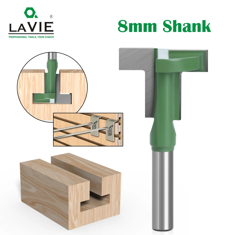 LAVIE 8mm Shank T-Slot Router Bit Milling Straight Edge Slotting Milling Cutter Cutting Handle For Wood Woodwork MC02090