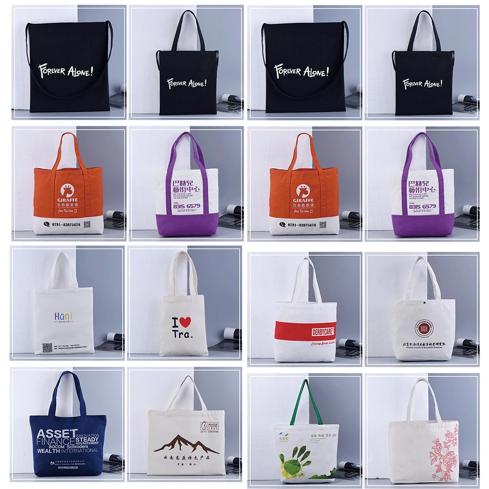 Imagem -06 - Logotipo Personalizado Cotton Canvas Tote Bolsa Bolsas de Compras Personalizados Loja Boutique Embalagem Logotipo de Pequenas Empresas Atacado 100 Pcs