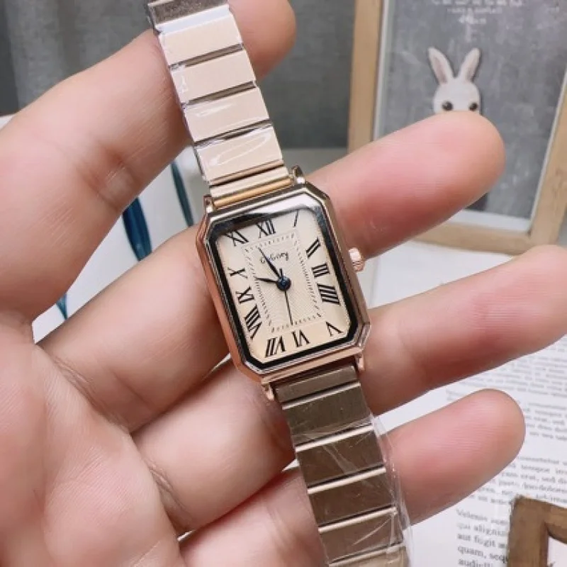 

New Rectangular Steel Watch Korean Style ArtisticinsWomen's Watch Small Kit Quartz Watch Factory Supply Delivery