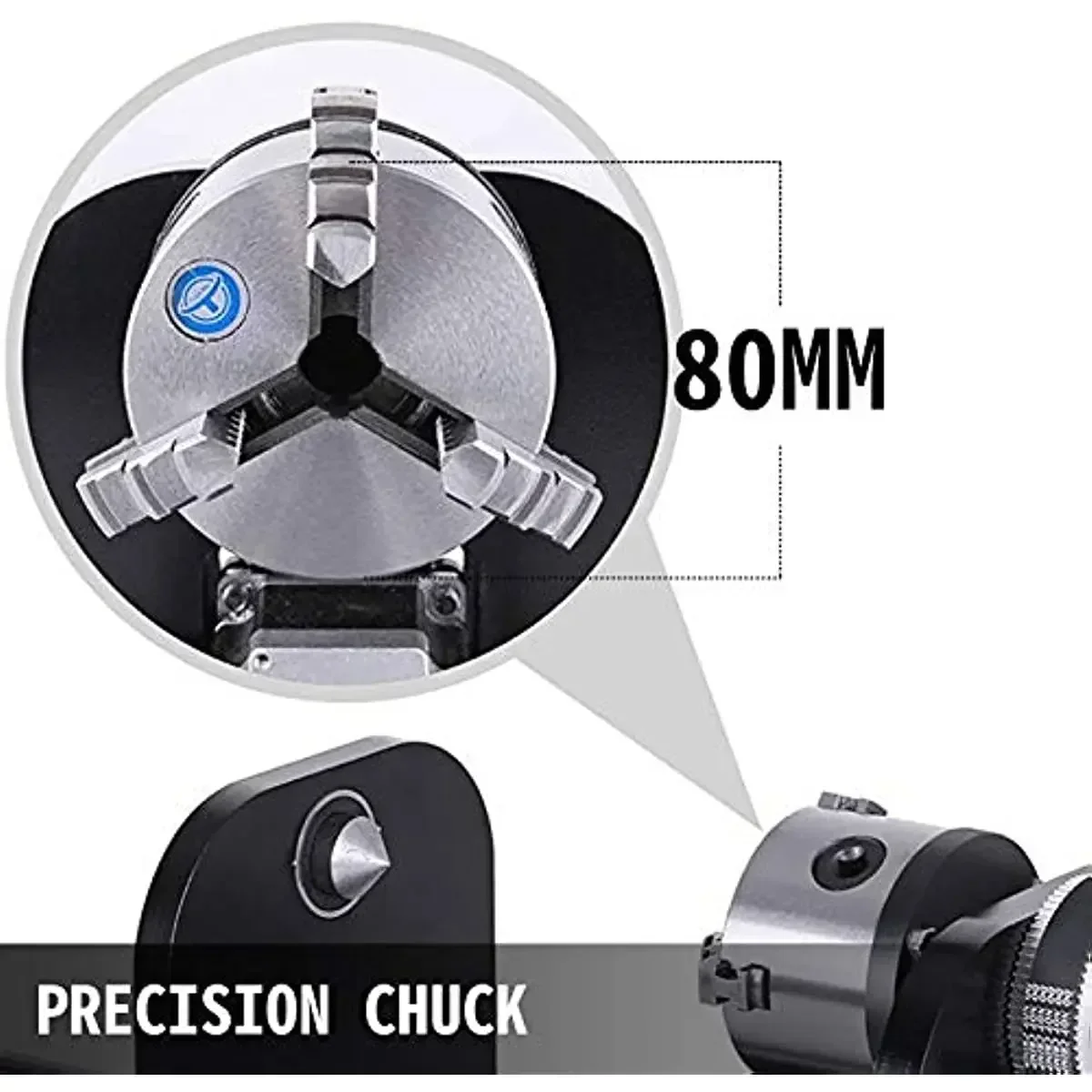 Imagem -03 - Vevor-cnc Roteador Eixo Rotativo 3-jaw Spiral Chuck Eixo de Medição para Co2 Gravação a Laser Máquina de Corte 80 mm