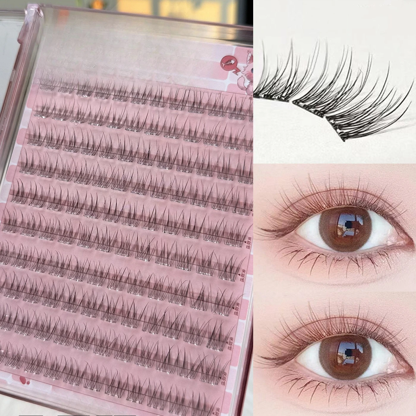 

120 Clusters Large-capacity False Eyelashes Transparent Stem Single Cluster Natural Slender Fake Eyelash Extension DIY Makeup