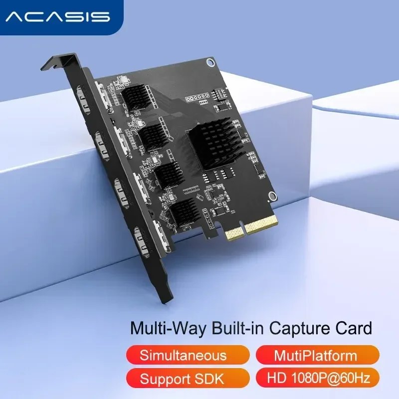 Acasis 4/2/1 Channel PCIE Capture Card SDI/HDMI-Compatible Video Card 1080P/4K 60Hz Capture Card for PCIE-X4/X8/X16 for Computer