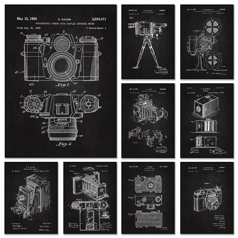 Modern Camera Blueprints Posters Classic Wall Art Canvas Paintings And Prints HD Pictures For Living Room Home Decor Frameless