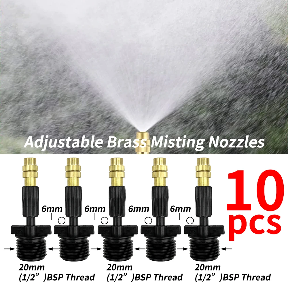 10PCS 6 Types Micro Drip Irrigation Misting Brass Nozzle Garden Spray Cooling Sprinkler w/ Connector Watering Plants